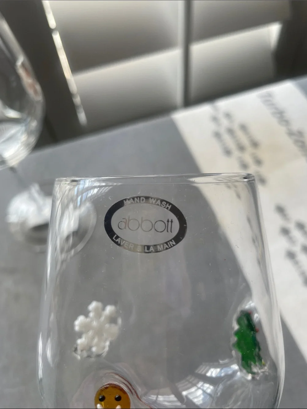 Abbott Holiday Clear Stemmed Wine Glasses with Festive Charms Set of Four (4)